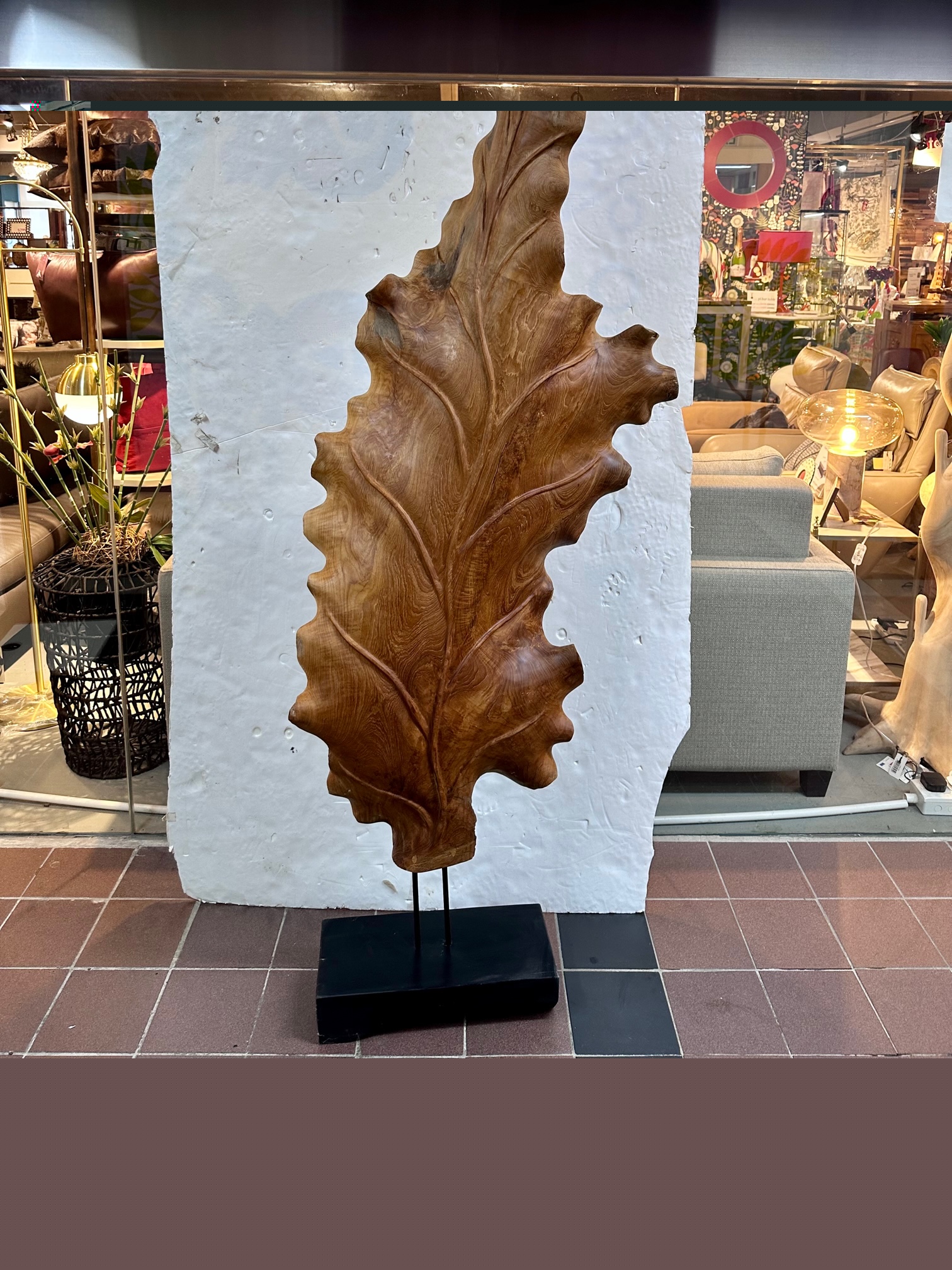 Banana Leaf Teak Sculpture