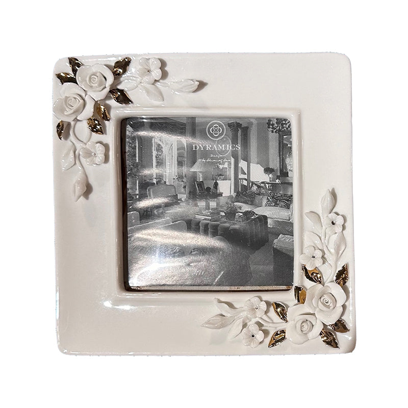 Porcelain golden flower photo frame