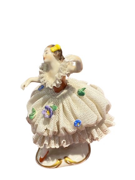 Ballerina Dancer Porcelain Dresden Lace Figurine