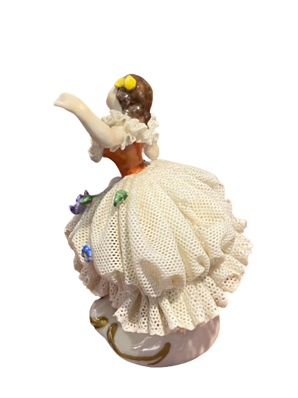 Ballerina Dancer Porcelain Dresden Lace Figurine