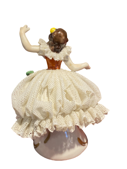 Ballerina Dancer Porcelain Dresden Lace Figurine