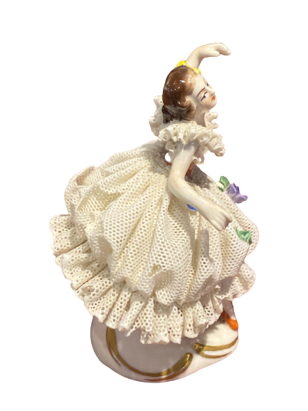 Ballerina Dancer Porcelain Dresden Lace Figurine