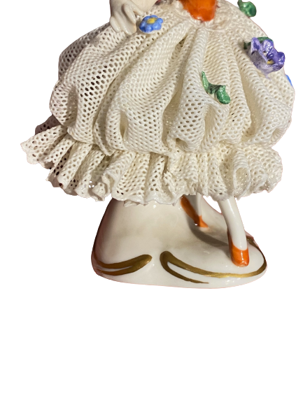 Ballerina Dancer Porcelain Dresden Lace Figurine
