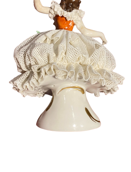 Ballerina Dancer Porcelain Dresden Lace Figurine