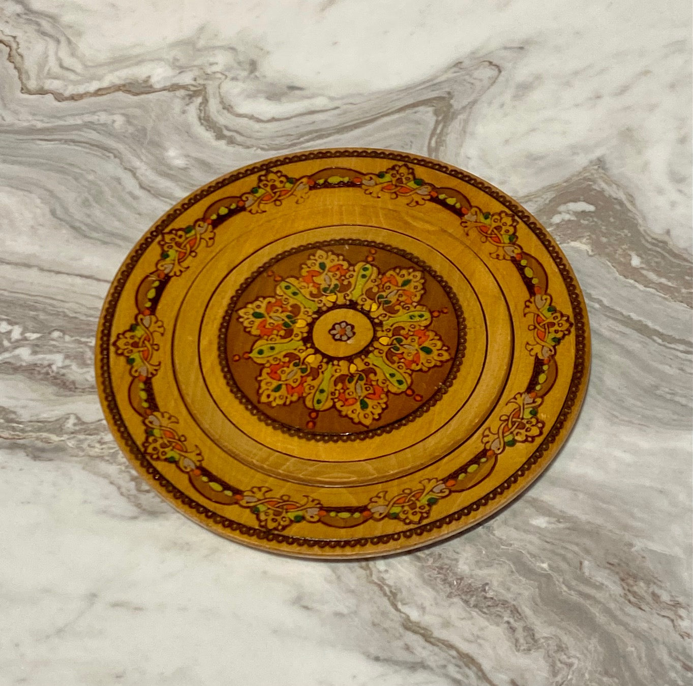 Hand-decorated Wooden Plate