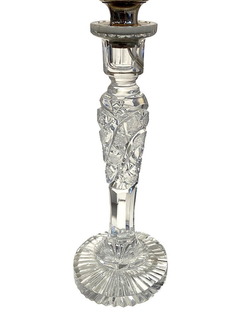 Italian Crystal Table Lamp with Knurled Base