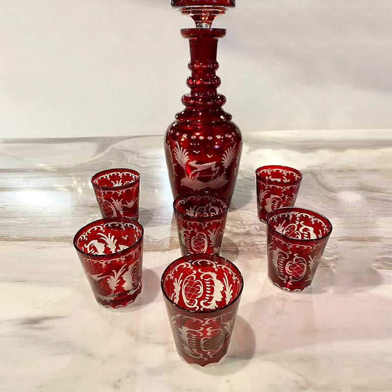 Burgundy Shot Bottle & Engrave Glass