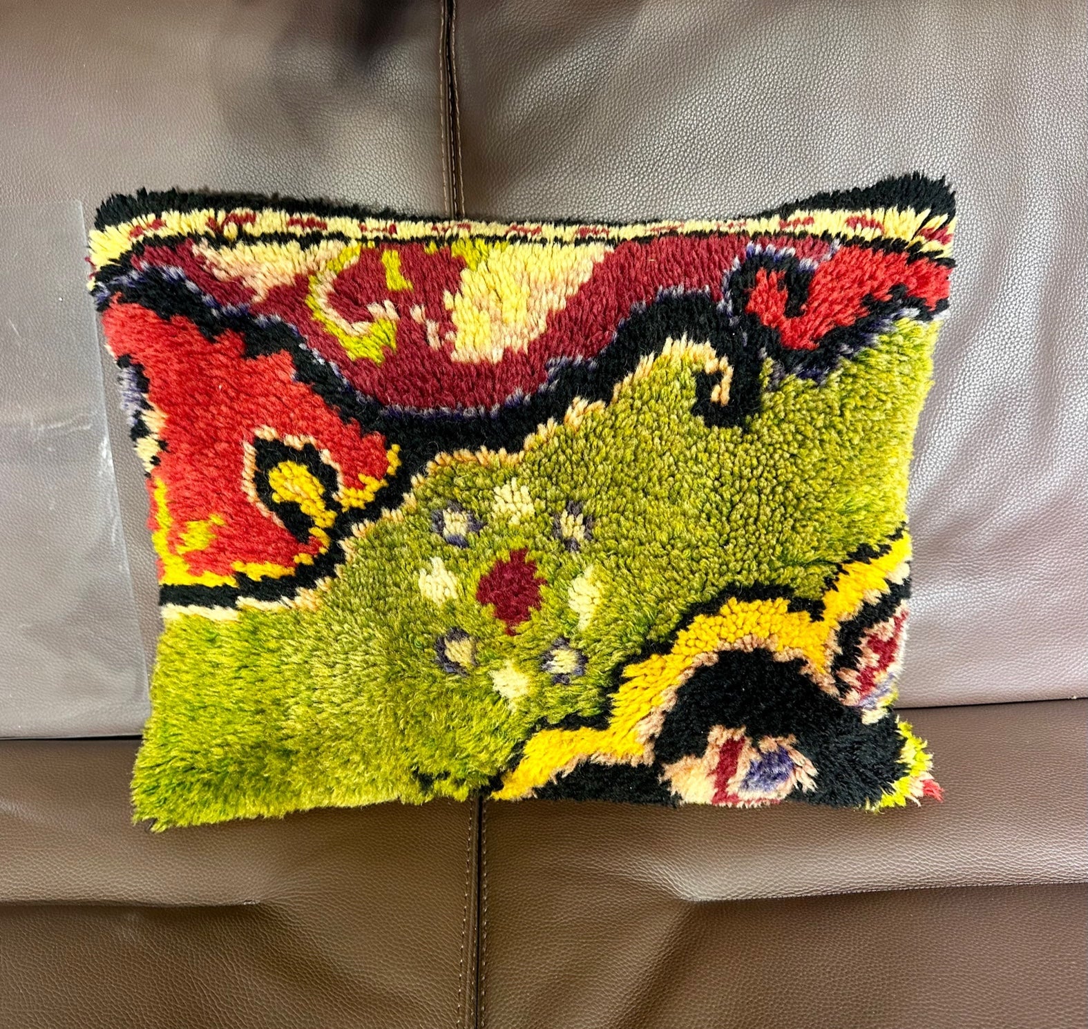 Vintage Green Belt Rug Pillow