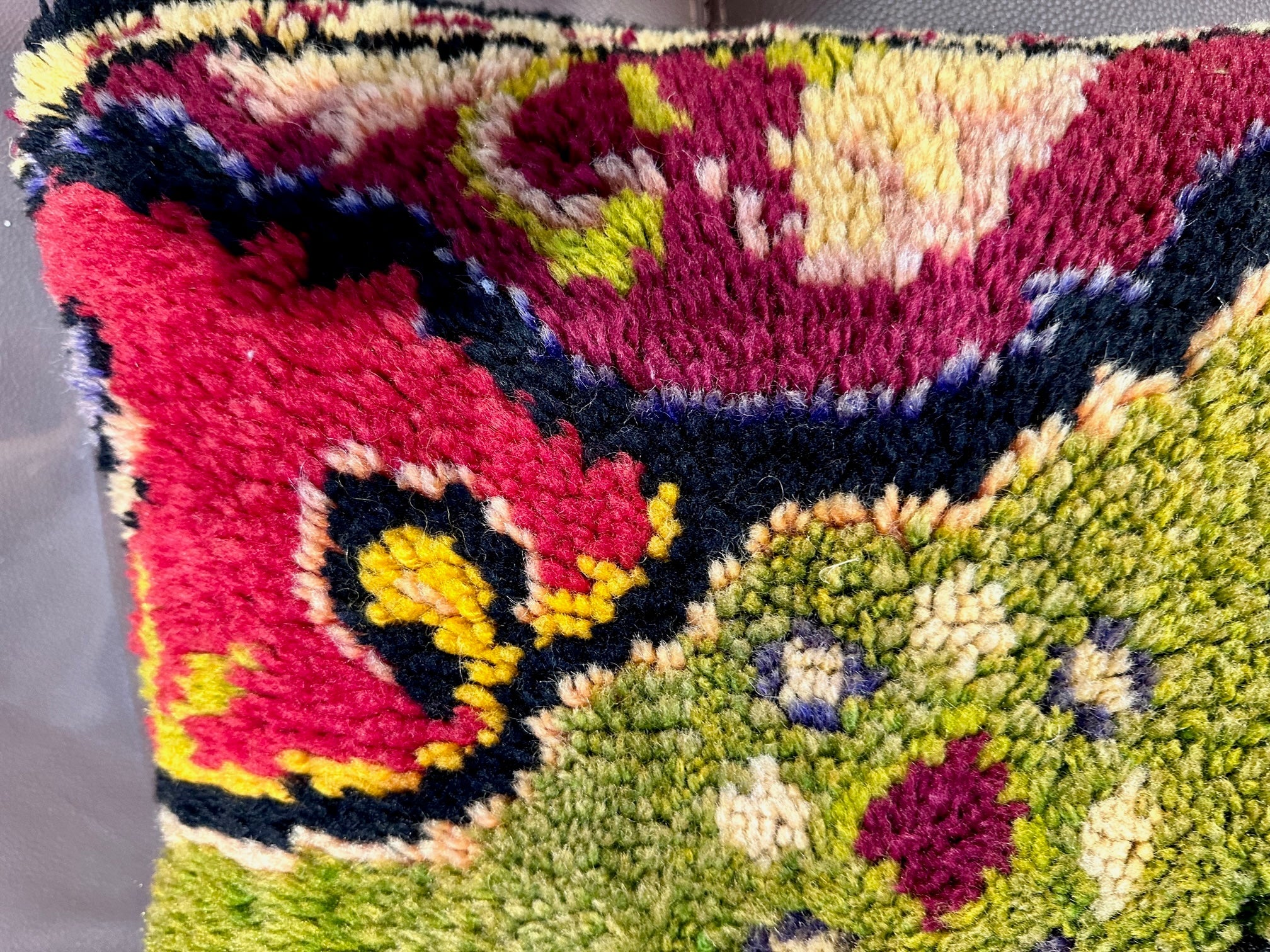 Vintage Green Belt Rug Pillow