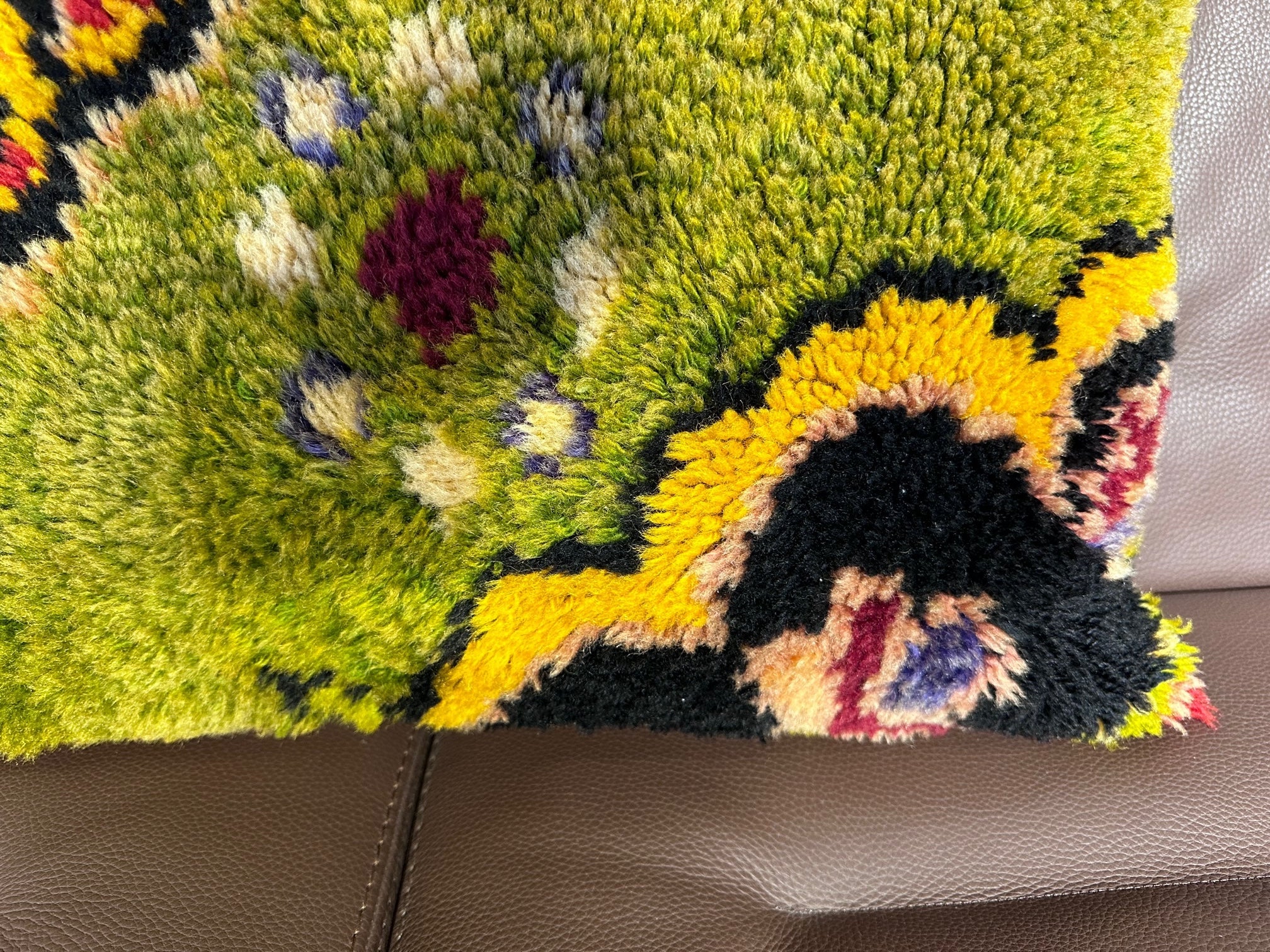 Vintage Green Belt Rug Pillow