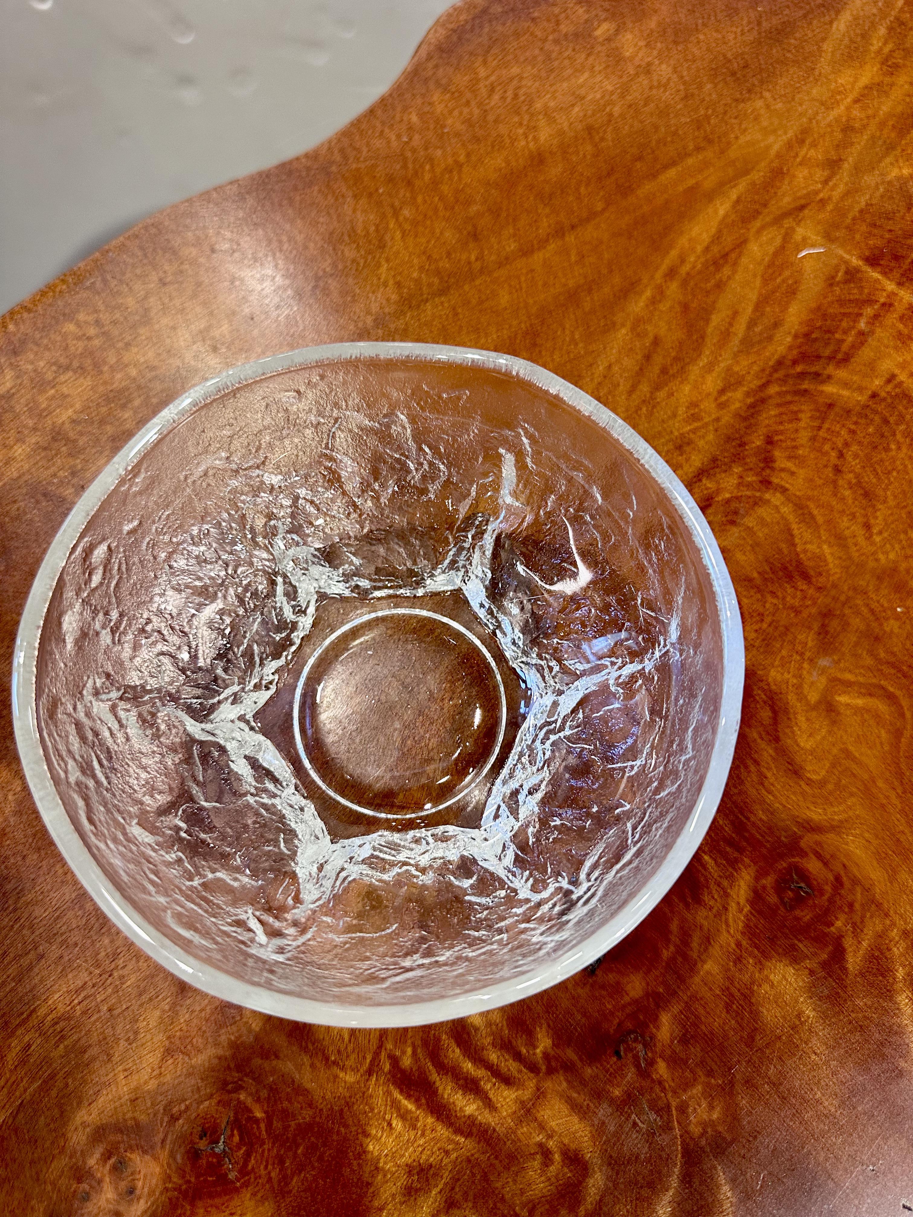 Handmade cracked glass bowl