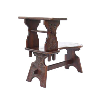 Arts and Crafts Carved Oak Window Seat, Hall Bench