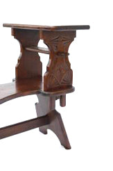 Arts and Crafts Carved Oak Window Seat, Hall Bench