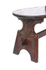 Arts and Crafts Carved Oak Window Seat, Hall Bench