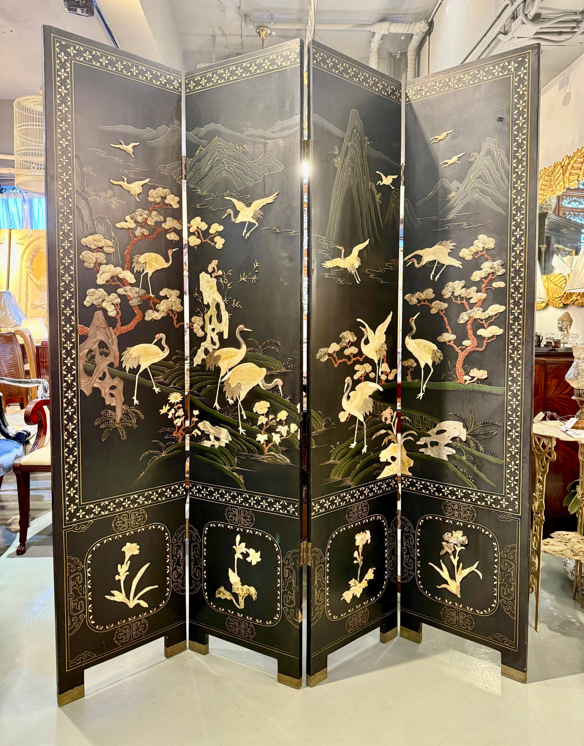 Crane dancing winter time