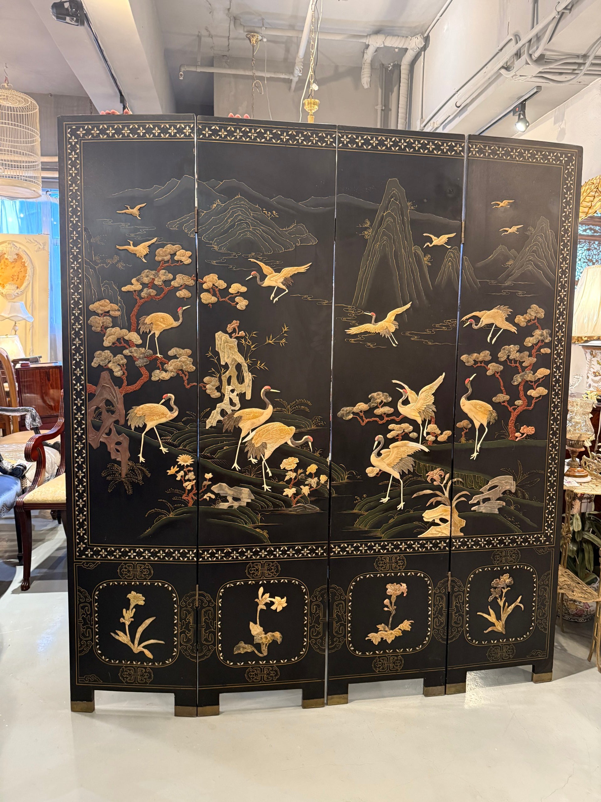 Crane dancing winter time