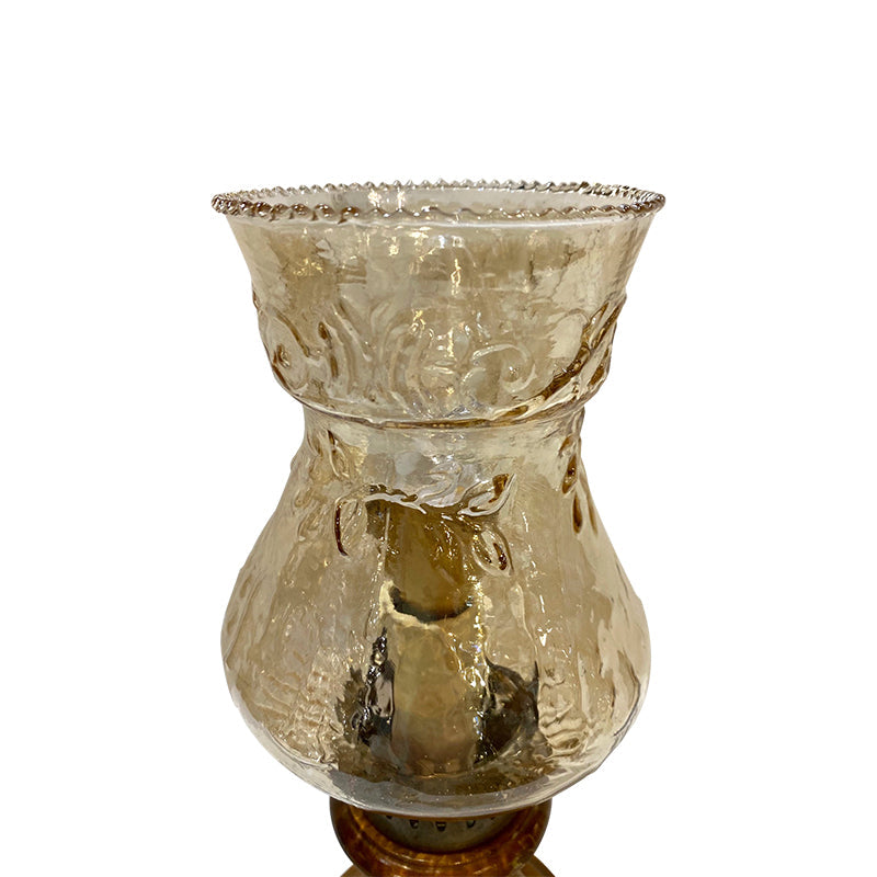 Italian Mouth Blown Glass Lamp in Cherry Wood and Brass