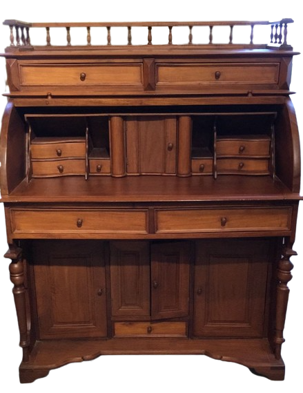 Vintage Teak Roll Top Desk