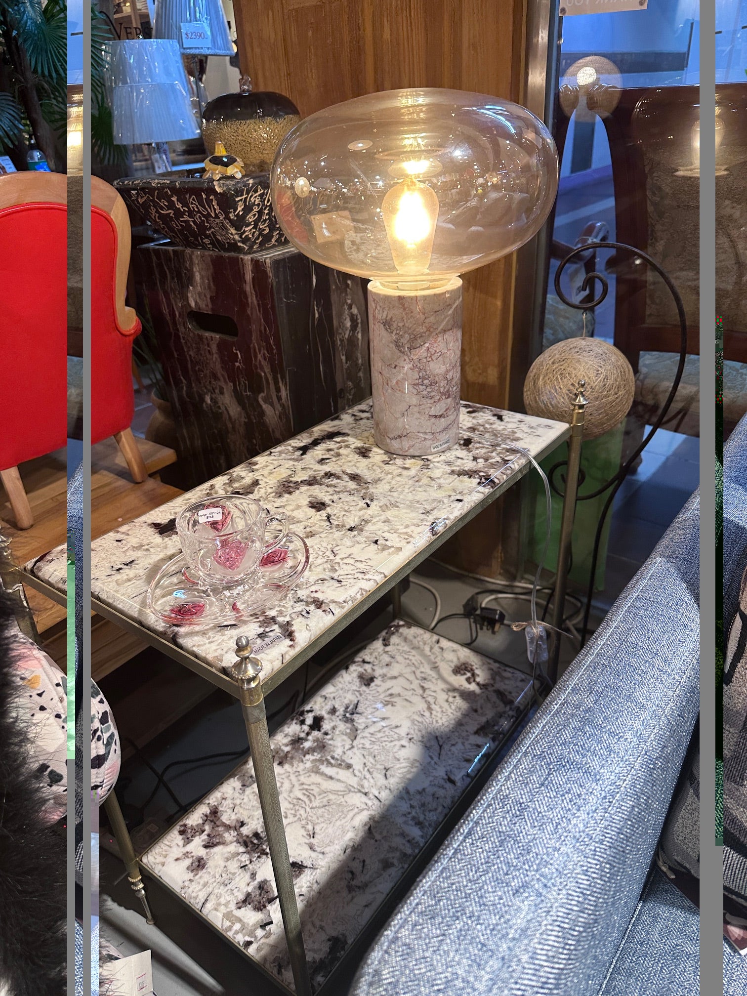 Brass and Marble Two Tier Stand