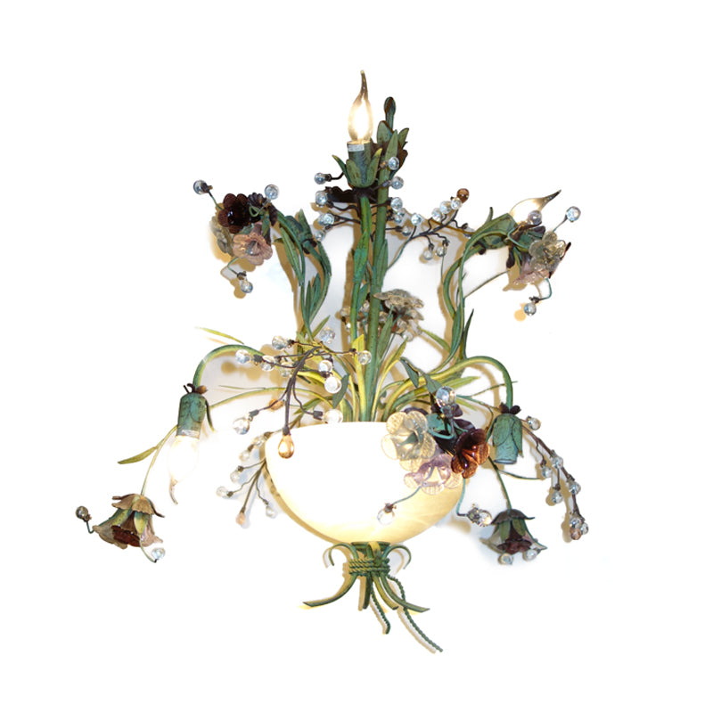 Handmade glass fruit and flowers and lively leaves, Jardinaire is great for half covered balcony or country style living room.