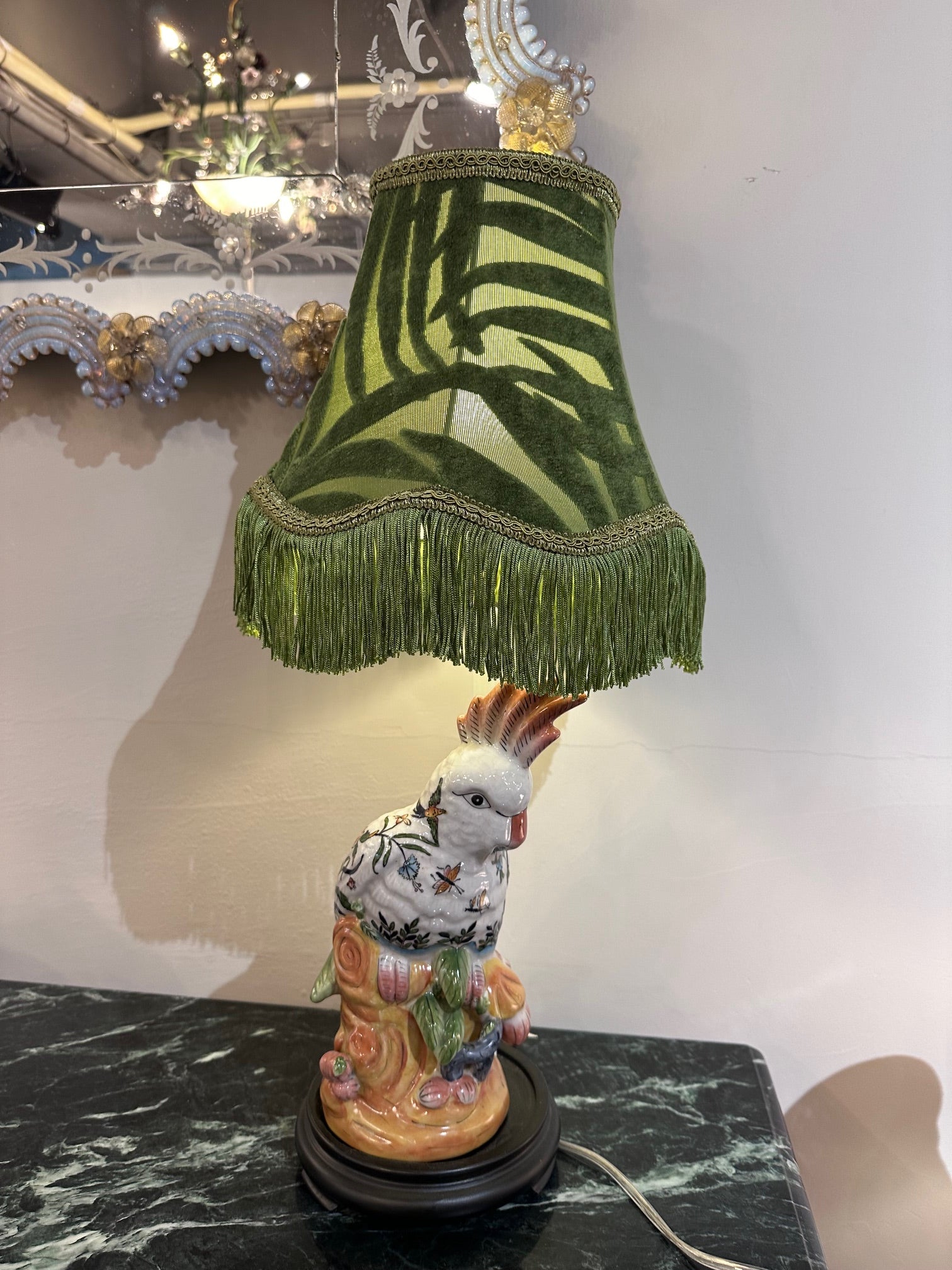 Vintage Porcelain  parrot table lamp
