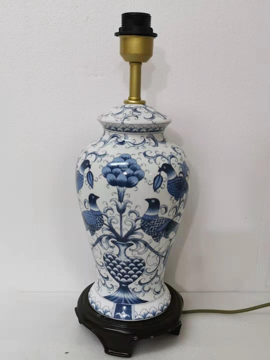 Pheasants, Chinese Vintage Porcelain Lamp (Double Love L)