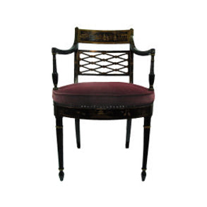 Chinoiserie China Black Armchair