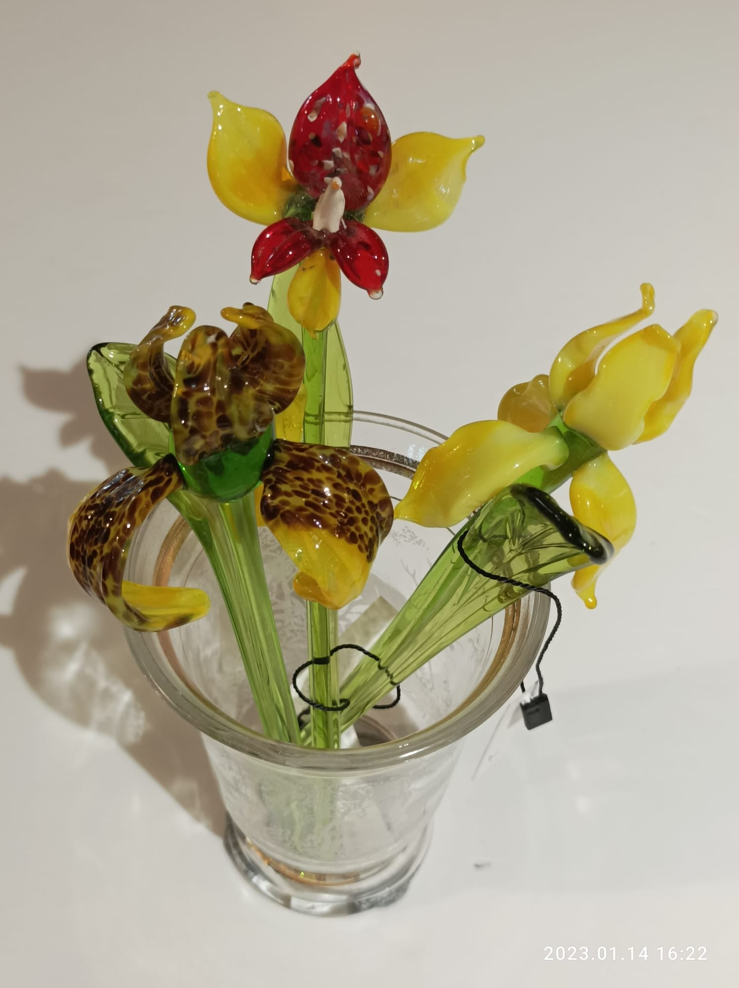 Glass Miltonia Orchid Flower Figurine