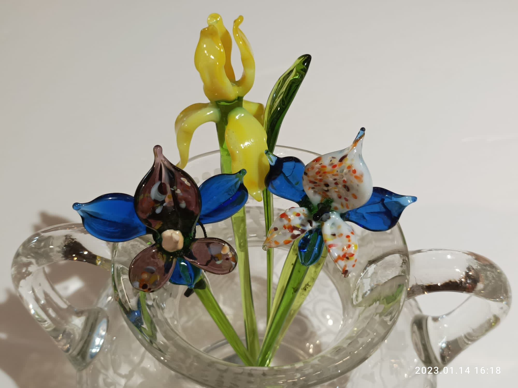 Murano Orchid Flower Glass Figurine