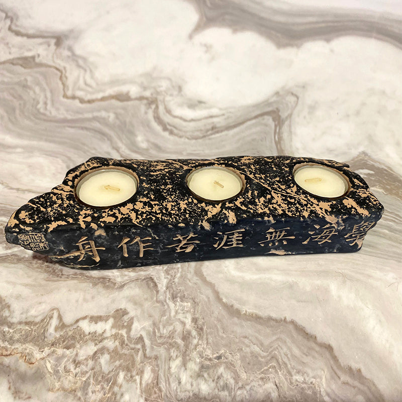 Elegant Cultured Stone 3-Candle Holder | Timeless Design for Any Space