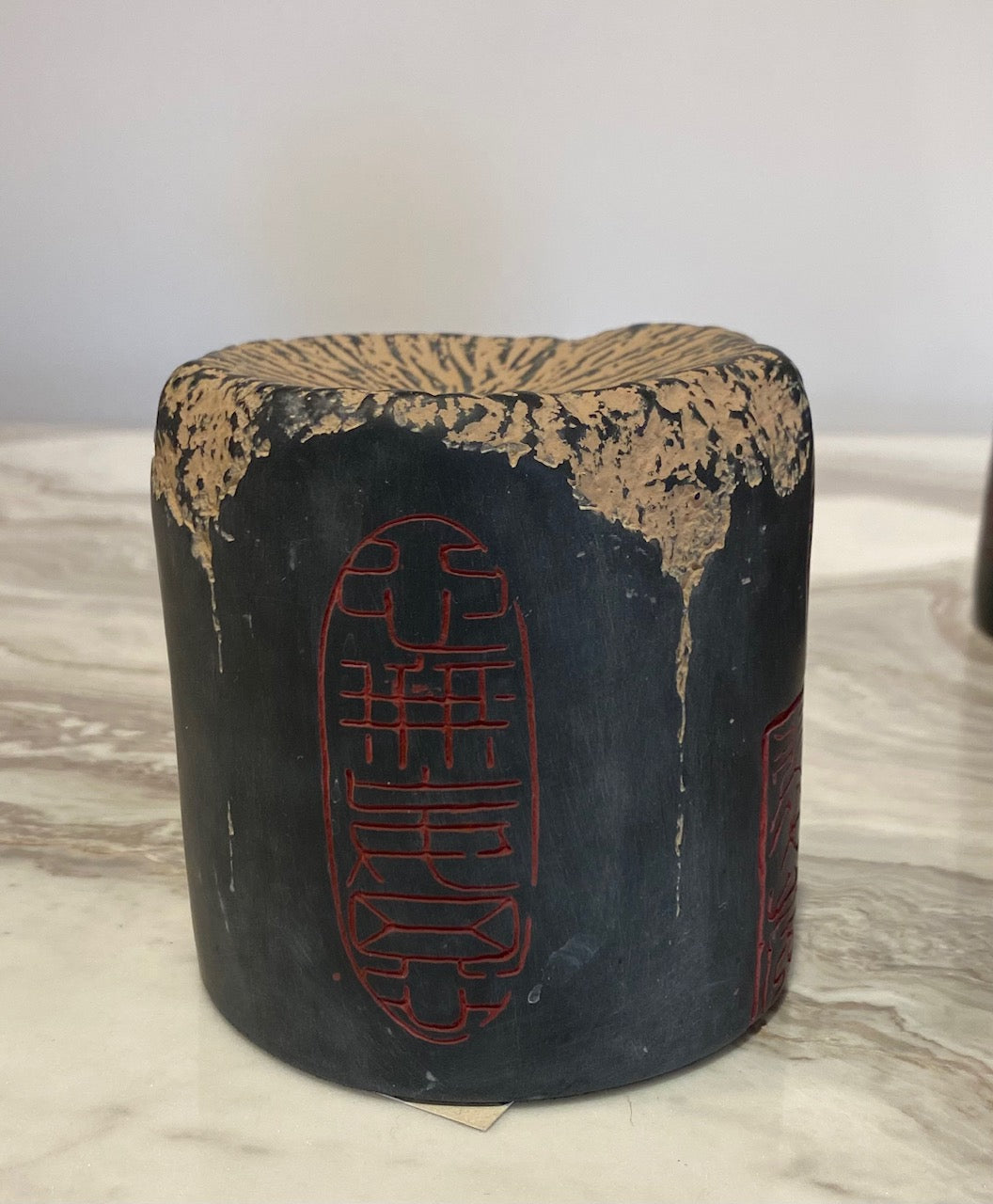 Candle holder w/Chinese stamps