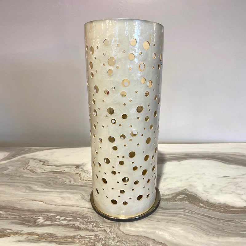 Capiz cylindrical cover candle holder