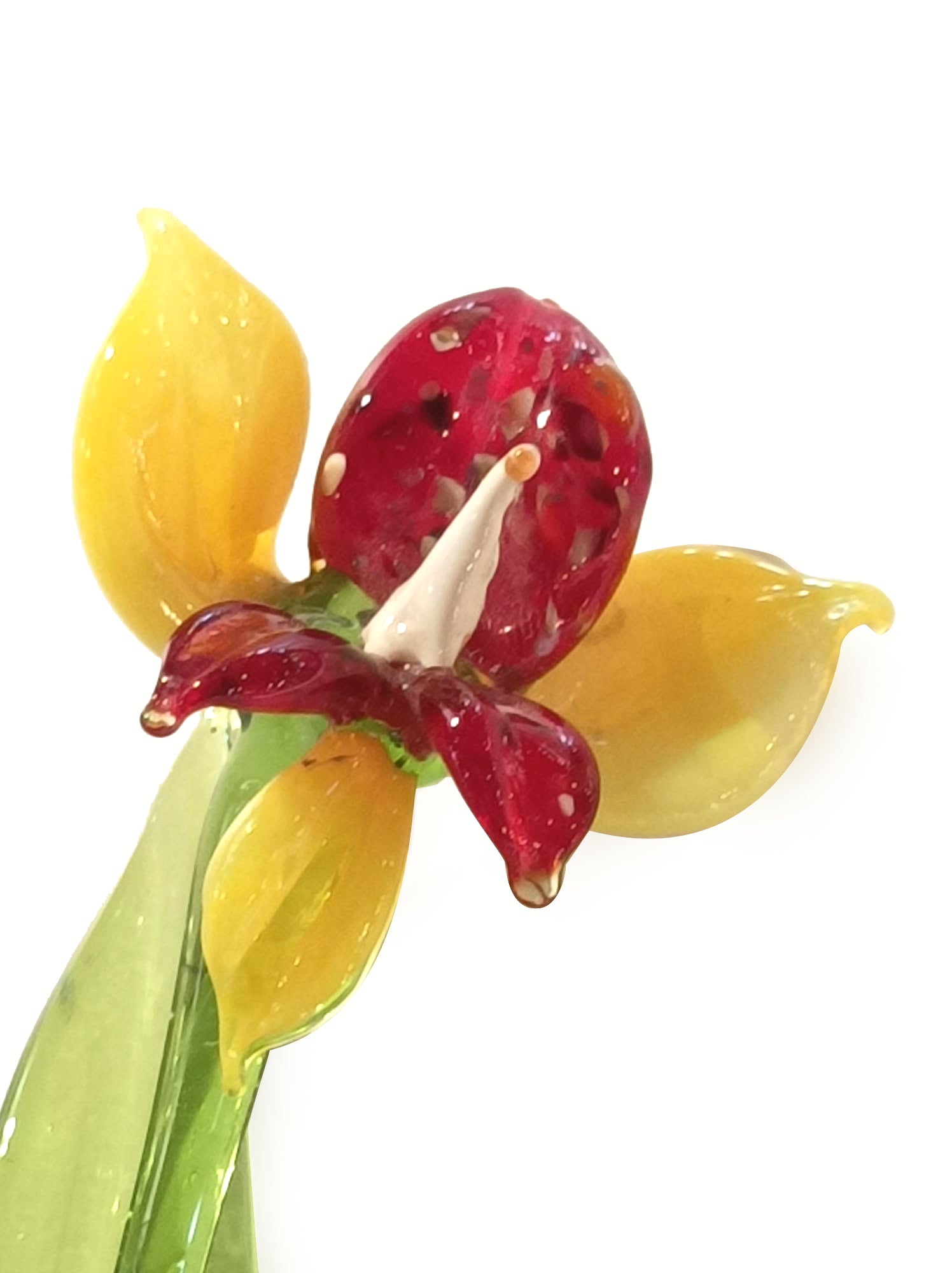 Glass Miltonia Orchid Flower Figurine