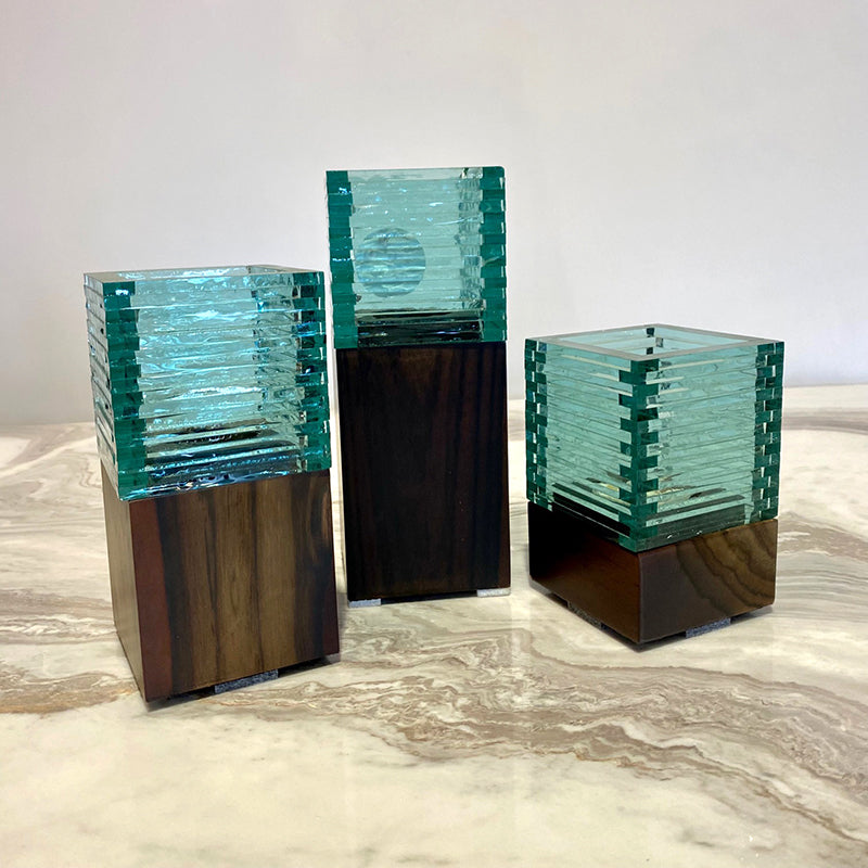 Square ebony candle holder