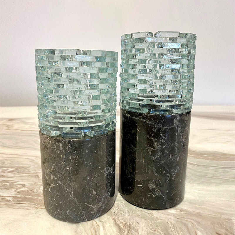 Cylinder marble candle holder