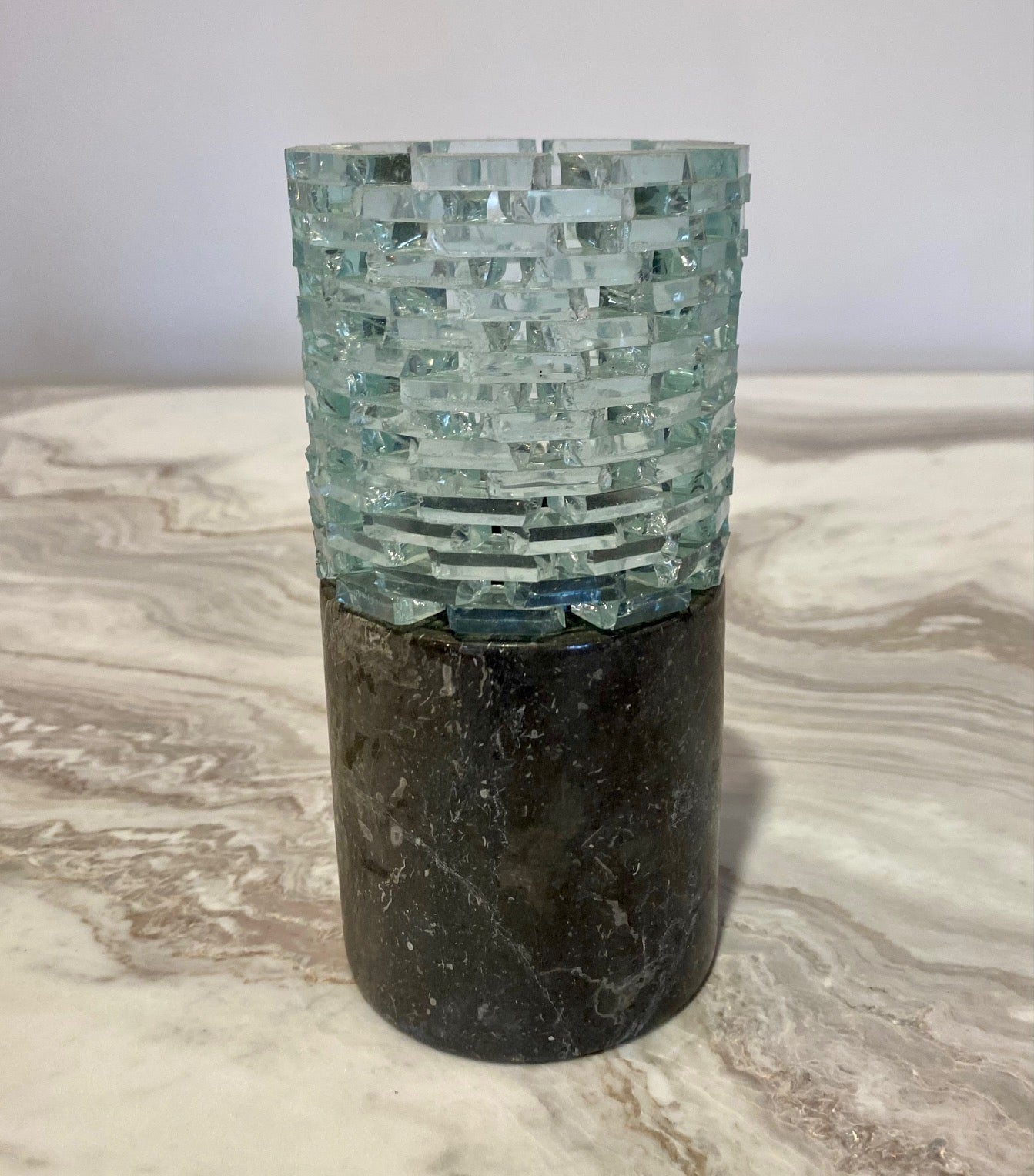 Cylinder marble candle holder