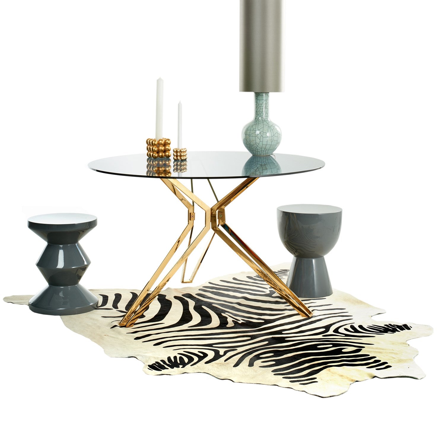 Table Luis Gold Smokey Glass Top