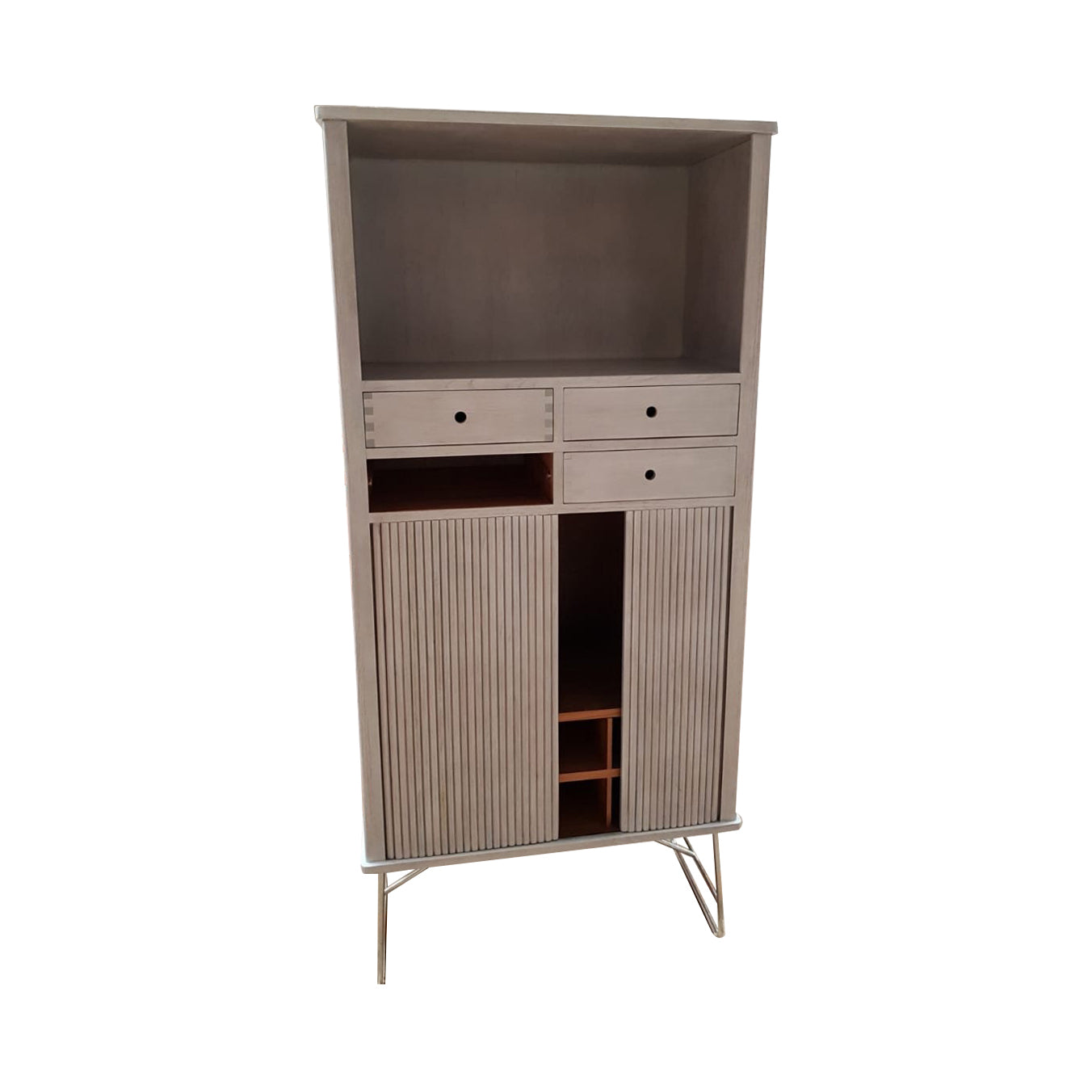 Noire Oak Wine Cabinet - Gliding Door, Drawers & Wine Glass Holders