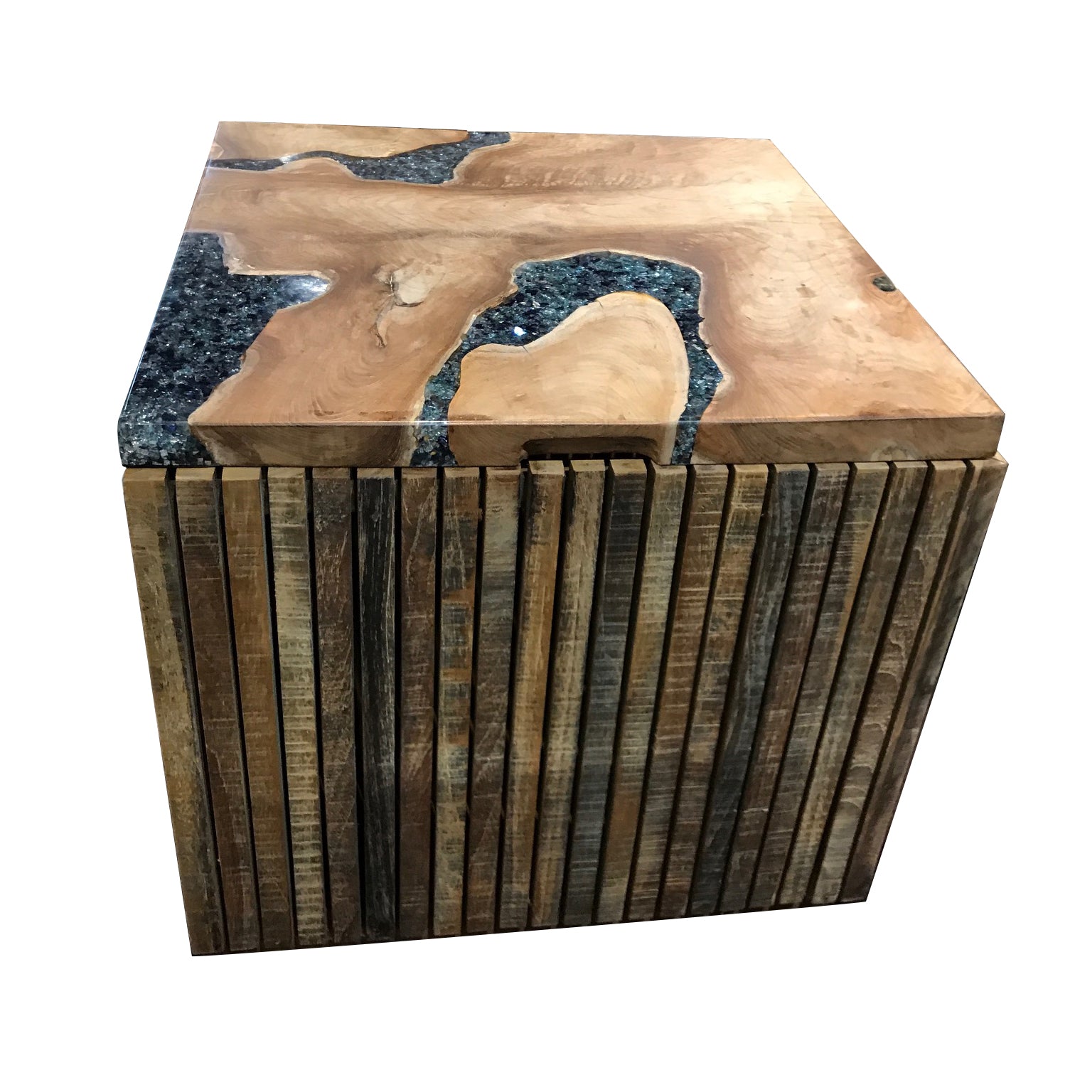 Eclipse Crystal teak crystal stool storage box side table uses