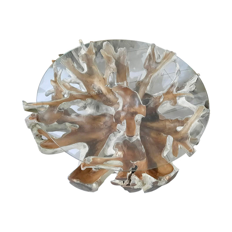 teak roots round coffee table