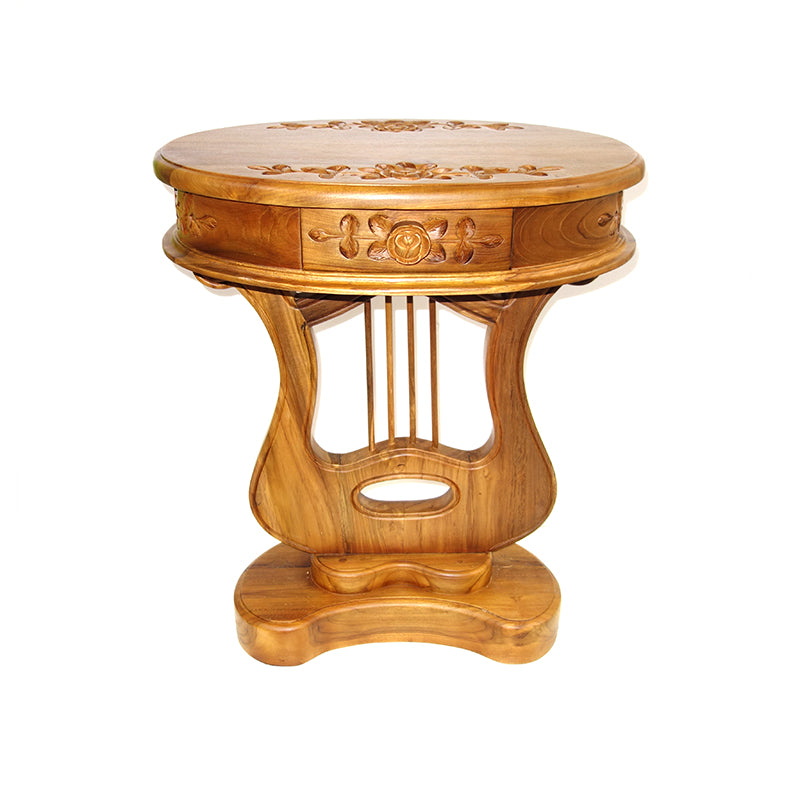 Lyre side table, legal teak