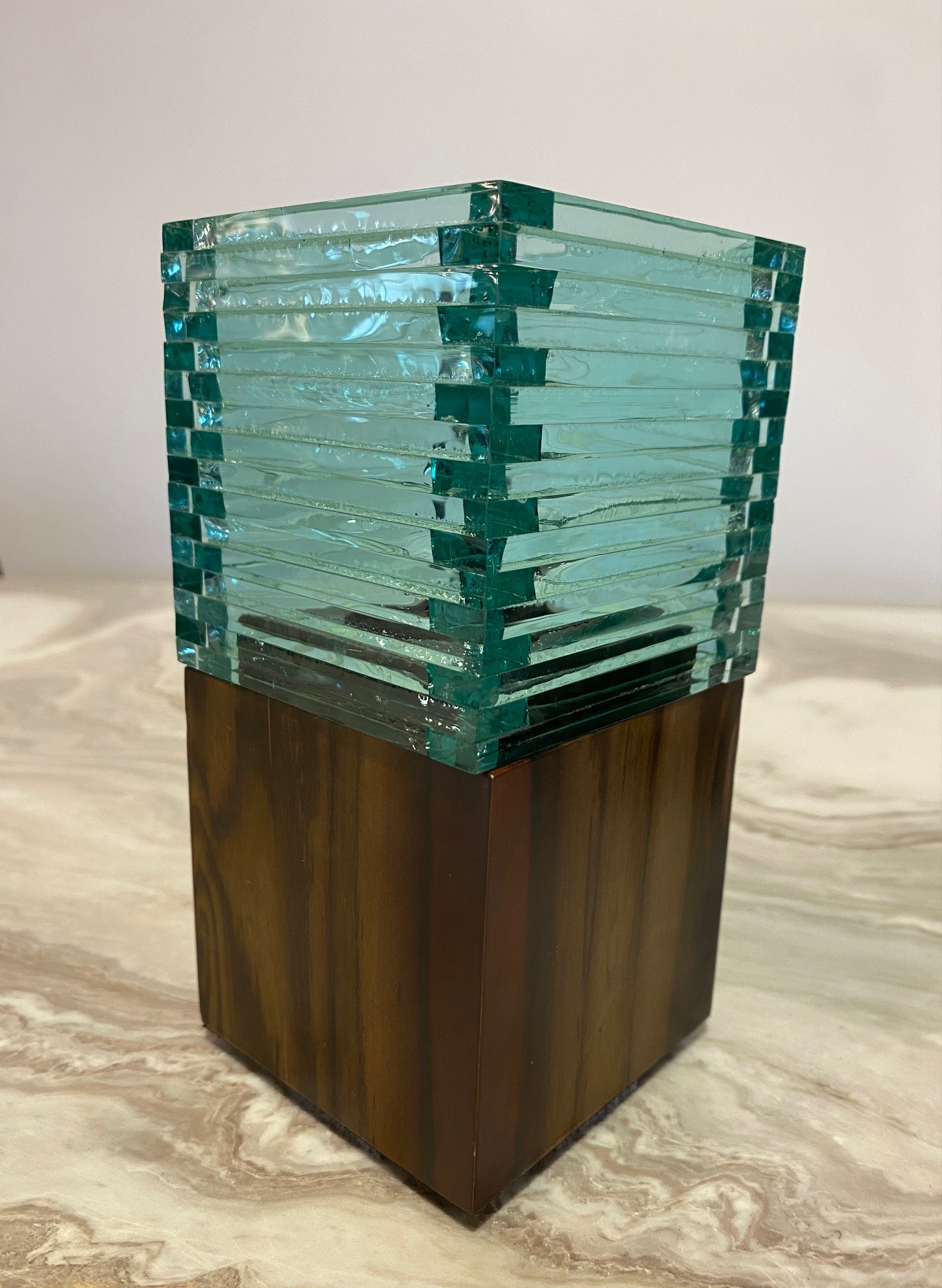 Square ebony candle holder