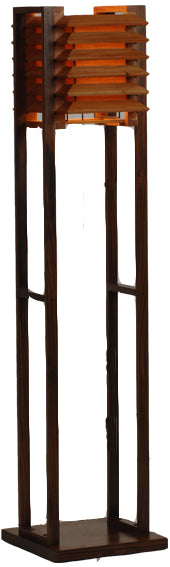 teak  and rose wood  floor lamp orange shade