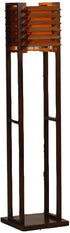 teak  and rose wood  floor lamp orange shade