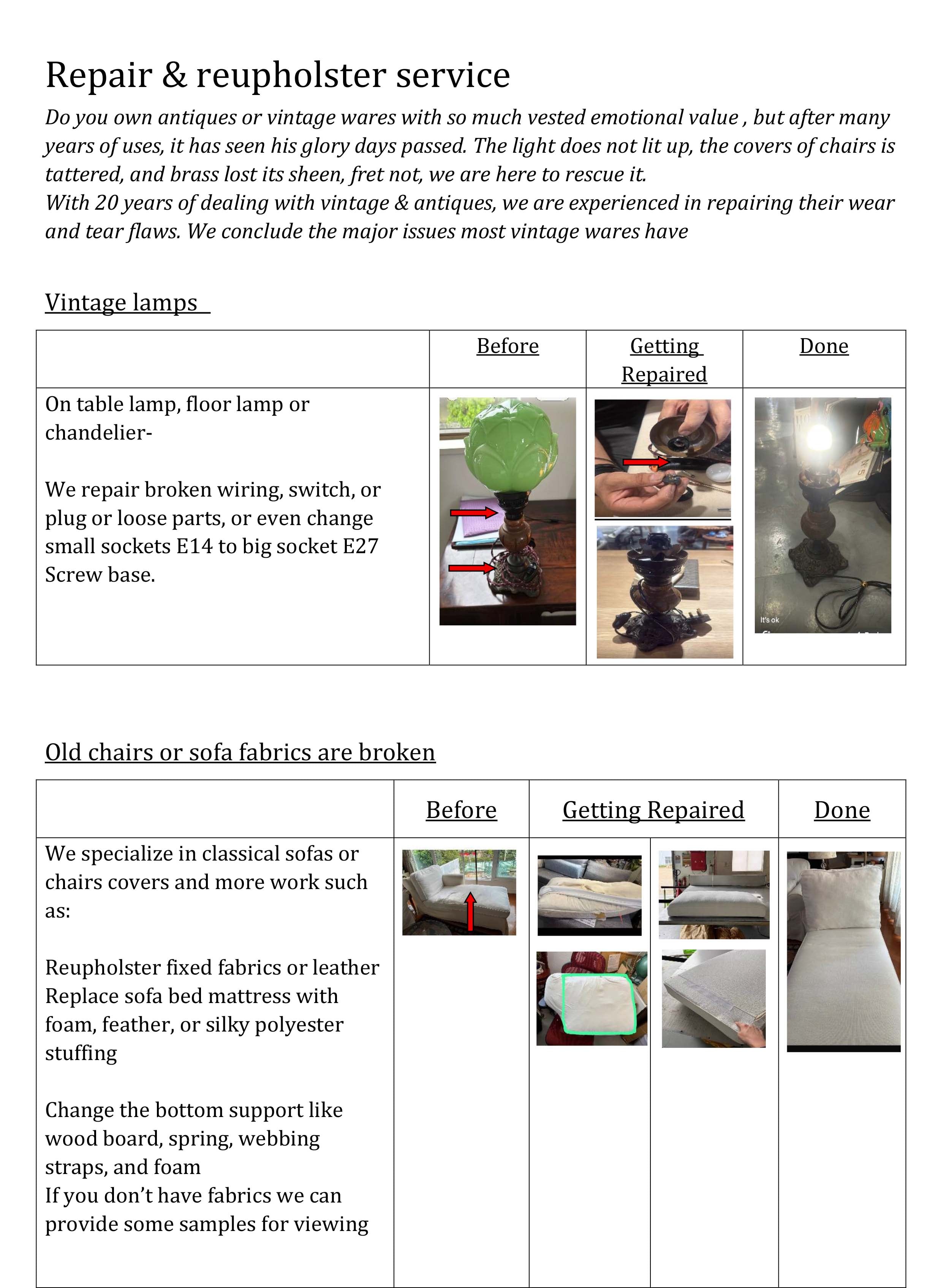 Repair & reupholster service