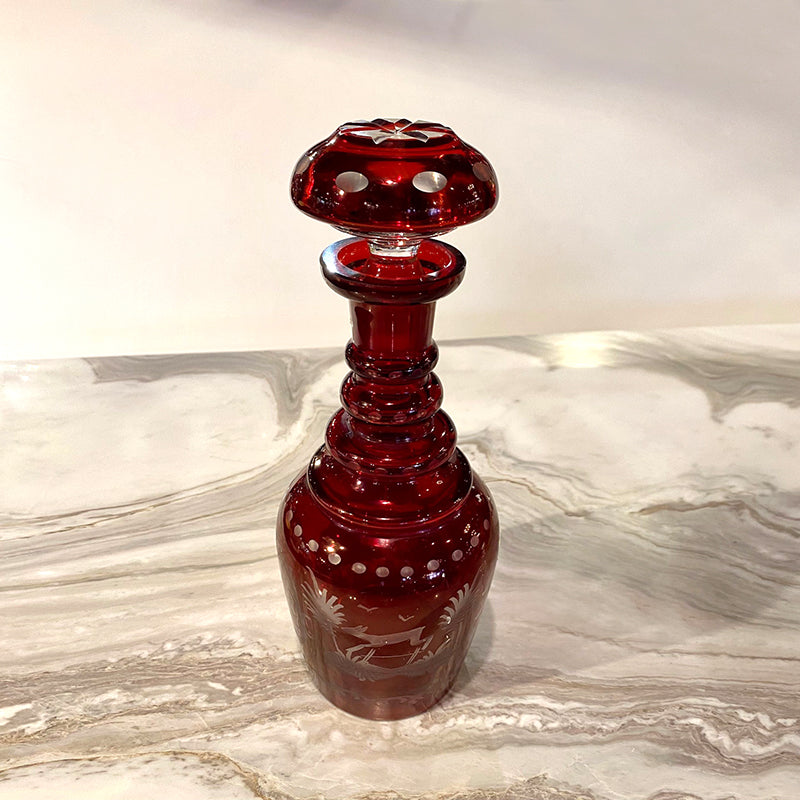 Burgundy Shot Bottle & Engrave Glass