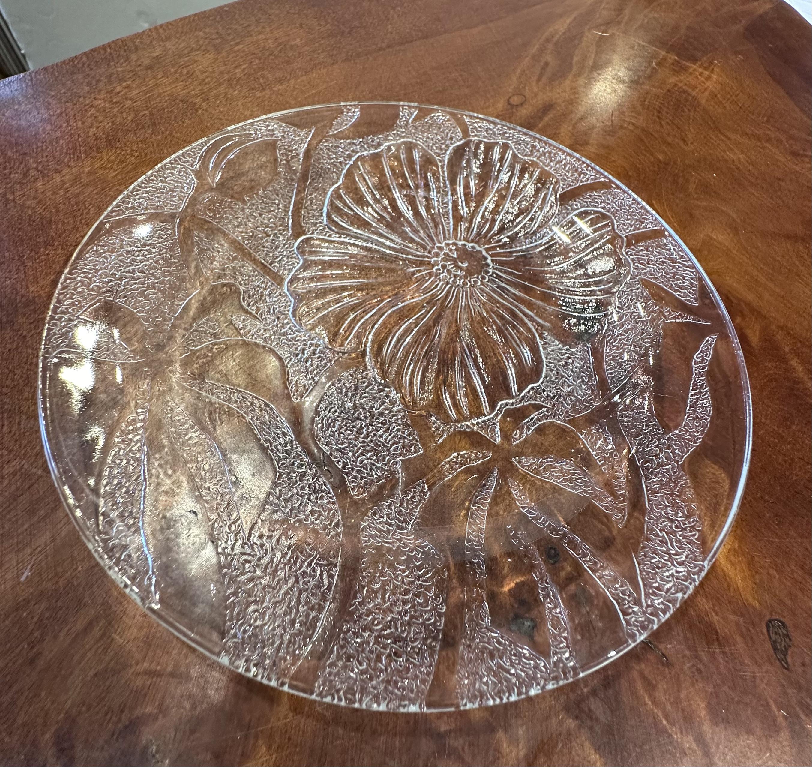 Big flower glass fruit plate