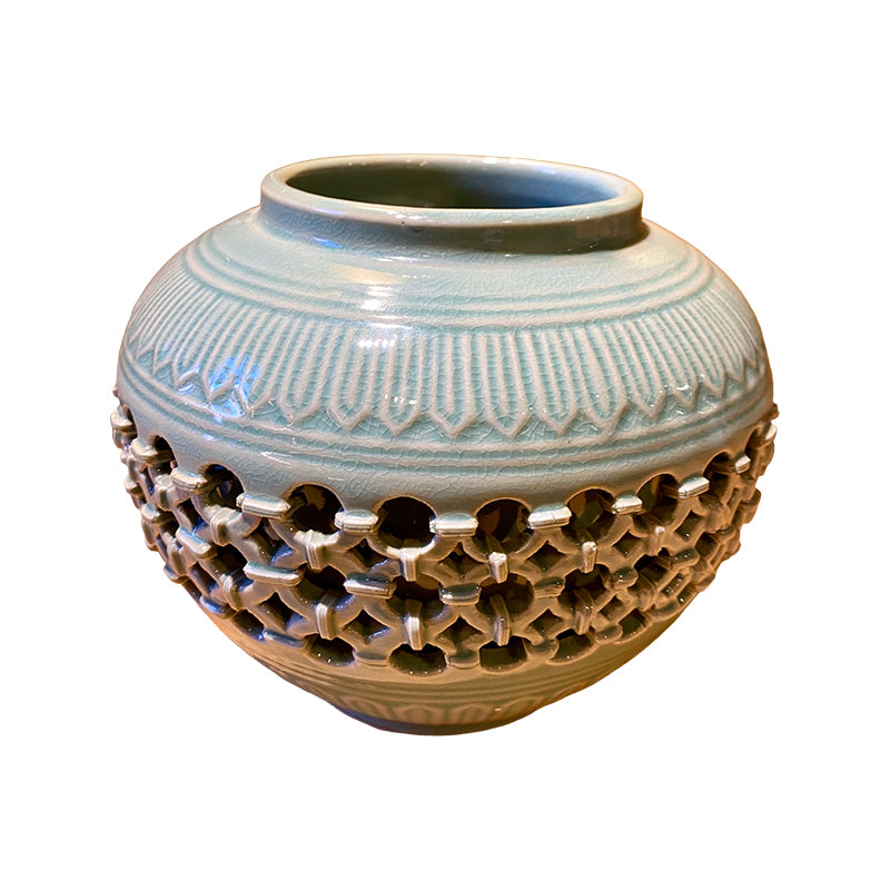 Korean celadon openwork vase