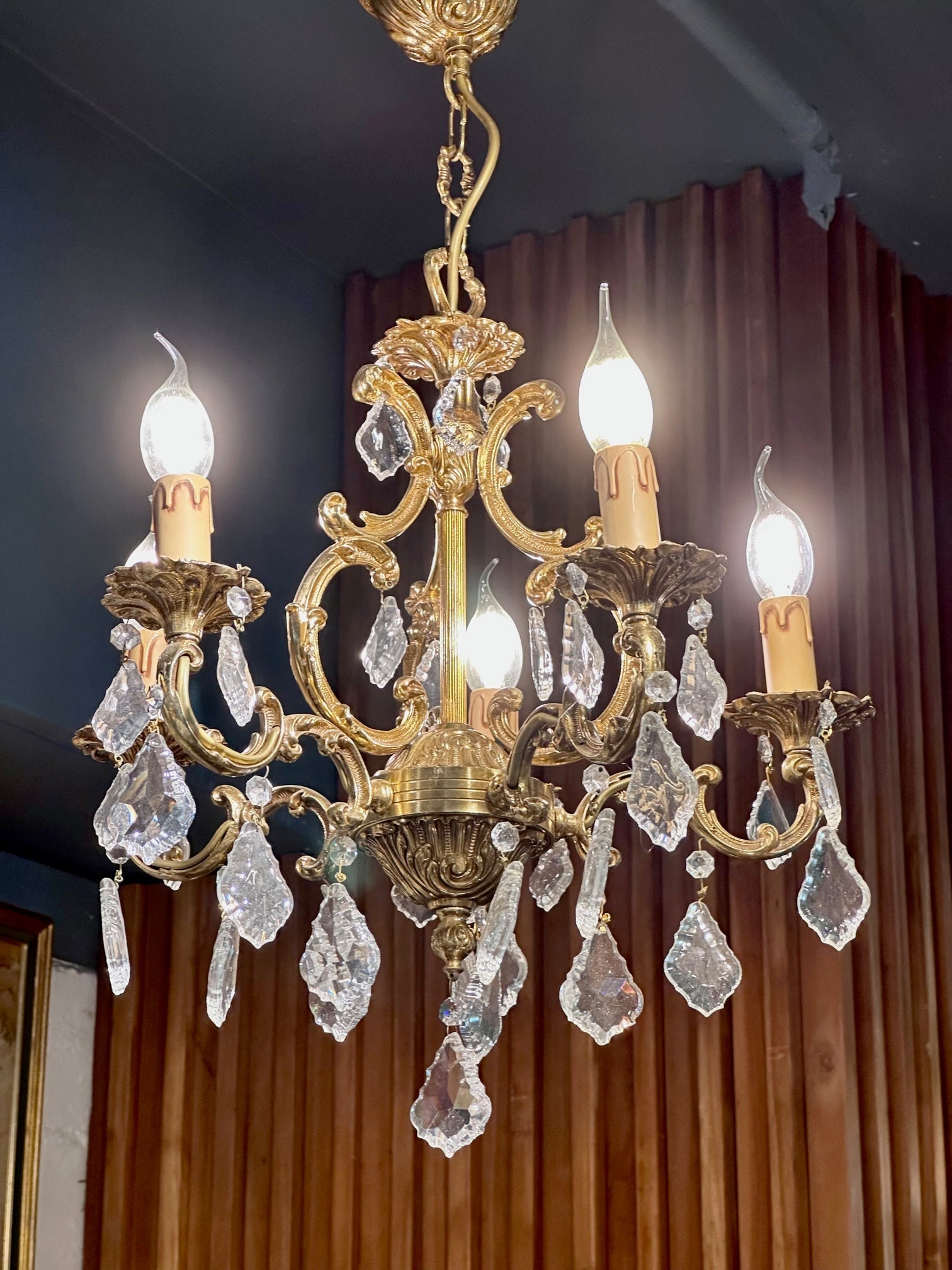 Brass & Crystal Chandelier