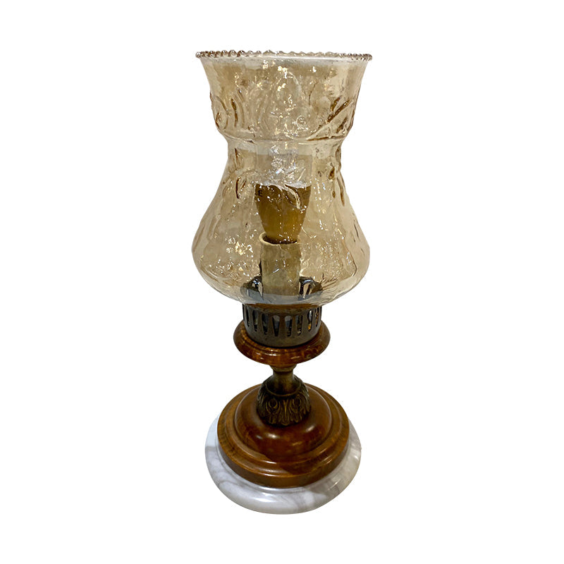 Italian Mouth Blown Glass Lamp in Cherry Wood and Brass